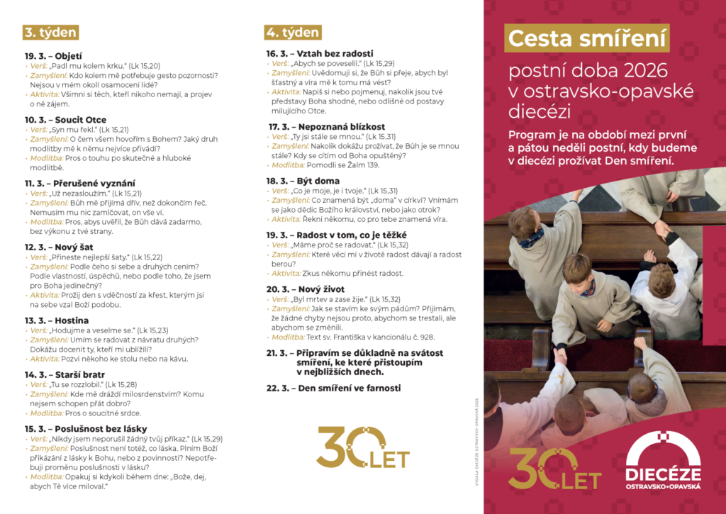 Letošní postní aktivita ostravsko-opavské diecéze míří k tématu smíření.